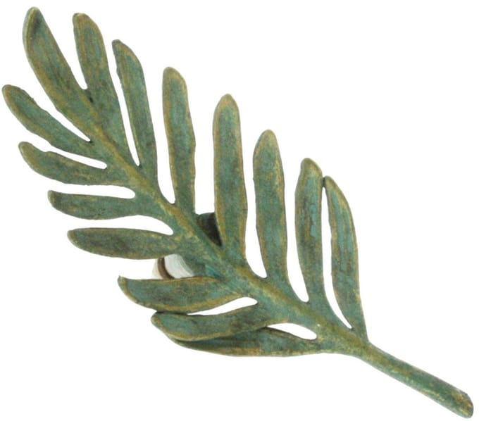 Deurknop Blad groen/goudkleur 9x3x6cm