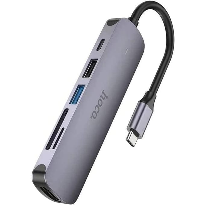 Hoco Usb-C naar Hdmi, Usb 2.0, Usb 3.0 en USB C met een SD en Micro SD kaart lezer