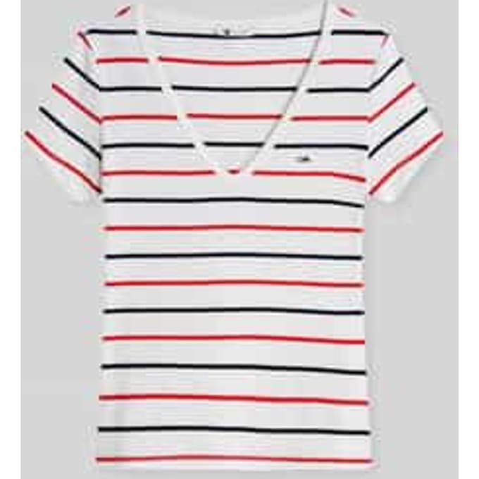 slim fit T-shirt van katoenmix