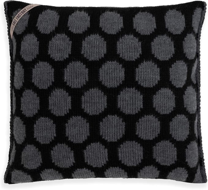 Vierkant Sierkussen 50x50 cm Zwart Antraciet met Stippen - Inclusief Vulling