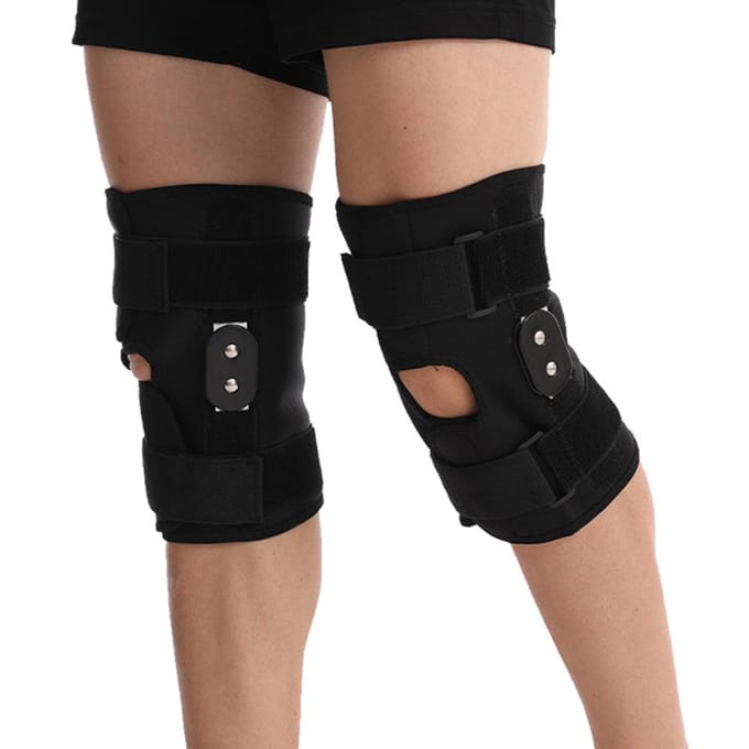 39-44cm Kniebrace Scharnierende compressiemouw Gewricht Open Patella Stabilisator Wikkel black