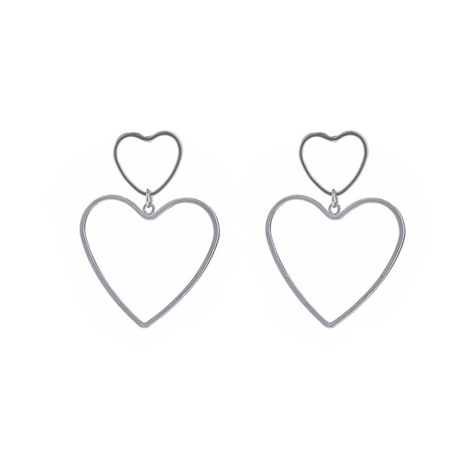 Go Dutch Label Oorhangers fine open hearts Zilver