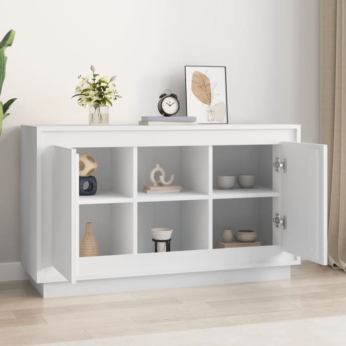 vidaXL - Dressoir - 102x35x60 - cm - bewerkt - hout - wit