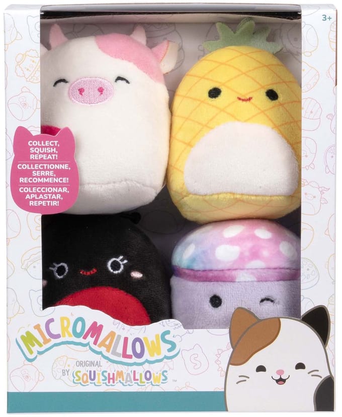 Squishmallows Micromallows 4-Pack Minya, Caedyn, Trudy, Maui Knuffels en pluche Poppetjes en figuren