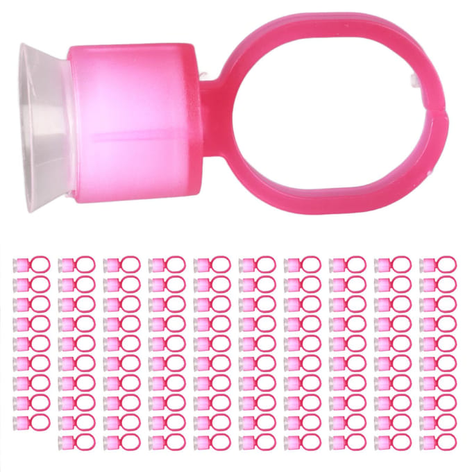 100 stuks Tattoo Inkt Ring Cup Wegwerp Microblading Pigment Cup Houder met Spons pink