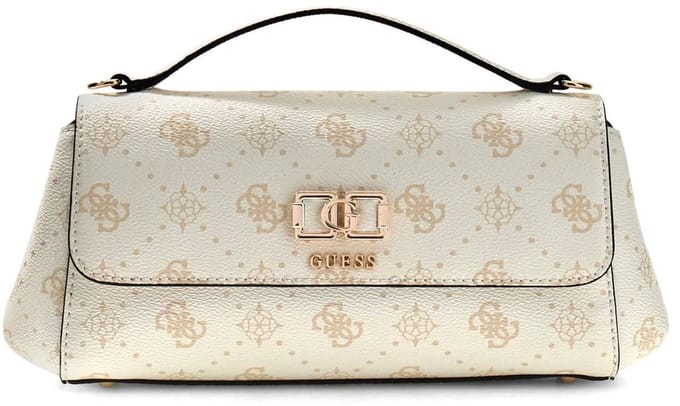 GUESS schoudertas Emelie Logo Flap Crossbody White Logo wit