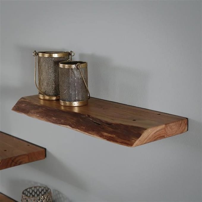 DH Interior Wandplank Durris 60 x 20 x 4 cm - Hout - Massief acacia - Industrieel - 60 x 20 x 4 cm