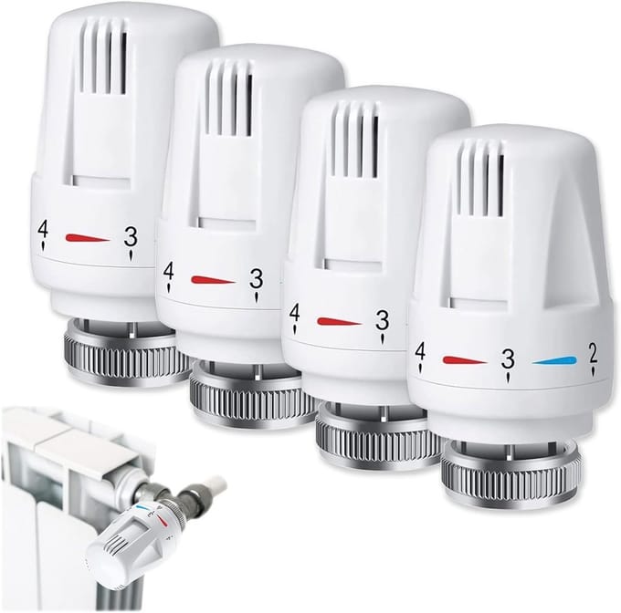 4 Stuks Thermostaatknoppen Radiator - M30 x 1,5 - Temperatuurregeling voor Centrale Verwarming