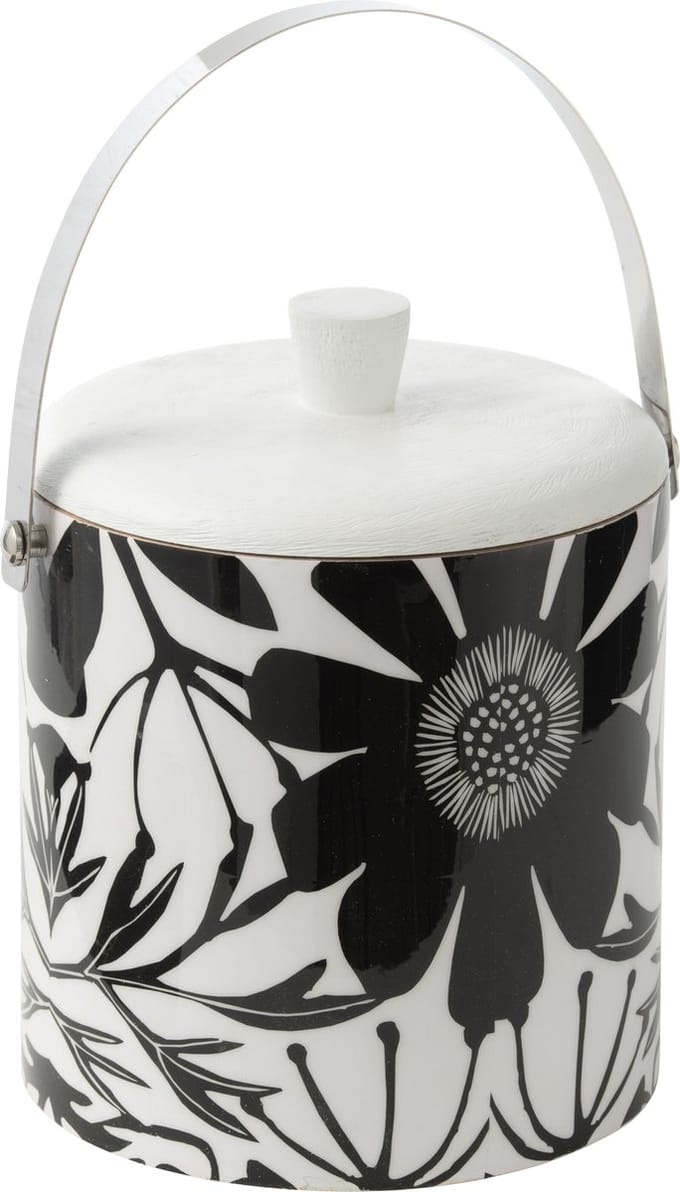 J-Line ijsemmer Bloemen - hout - zwart/wit
