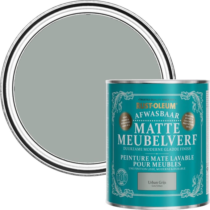 Rust-Oleum Grijs Afwasbaar Matte Meubelverf - Urbangrijs 750ml