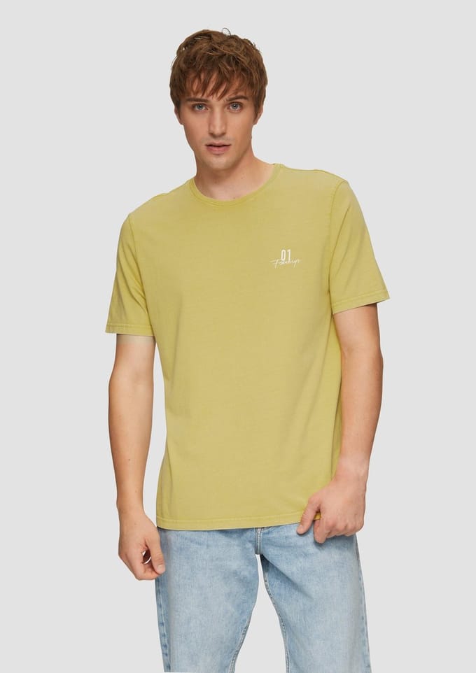 Qs Men-T-shirt--16D0 YELLOW-Maat S