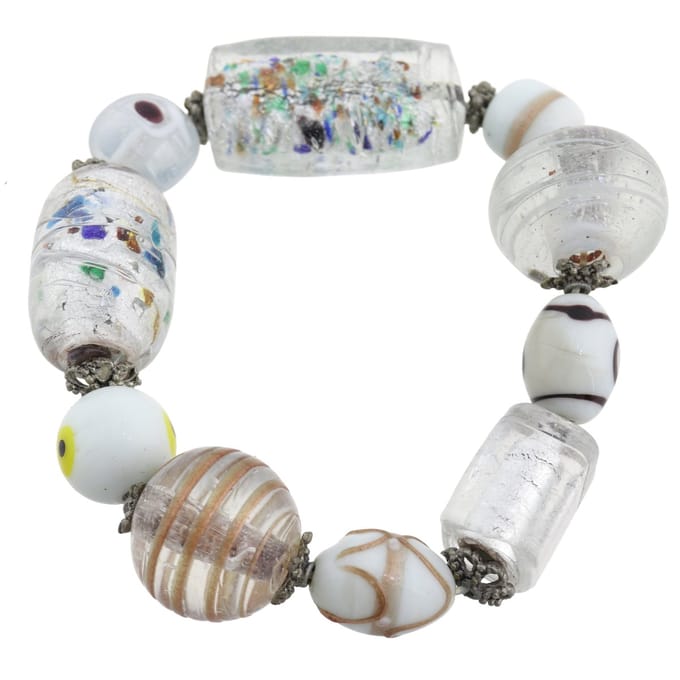 Behave - Kralenarmband wit glaslook - Speelse stijl - 22 cm