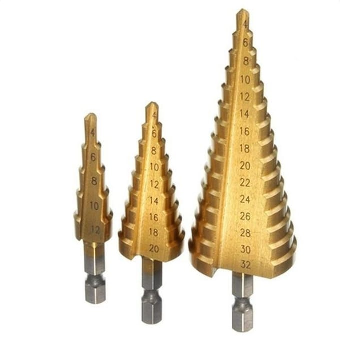 Perfect Home Garden Steel Step Cone Titanium boor gereedschap gatensnijder gereedschap 4-32mm