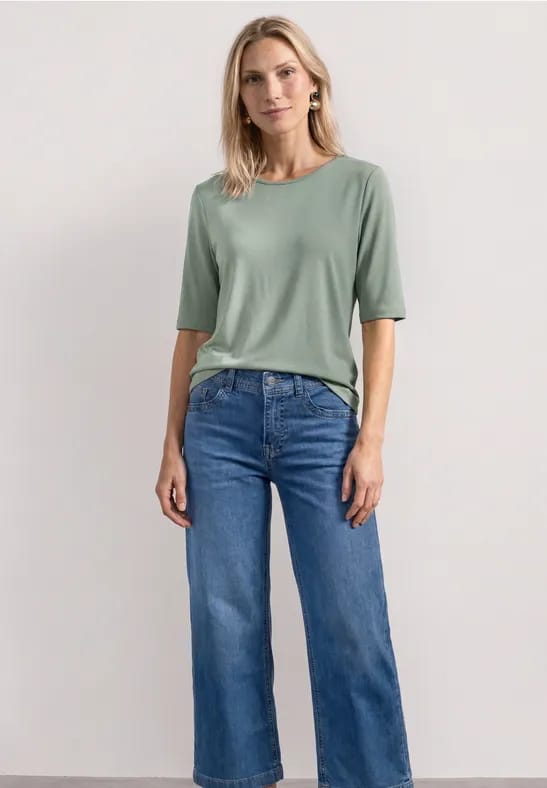 Basic Shirt met ronde hals in Unifarbe