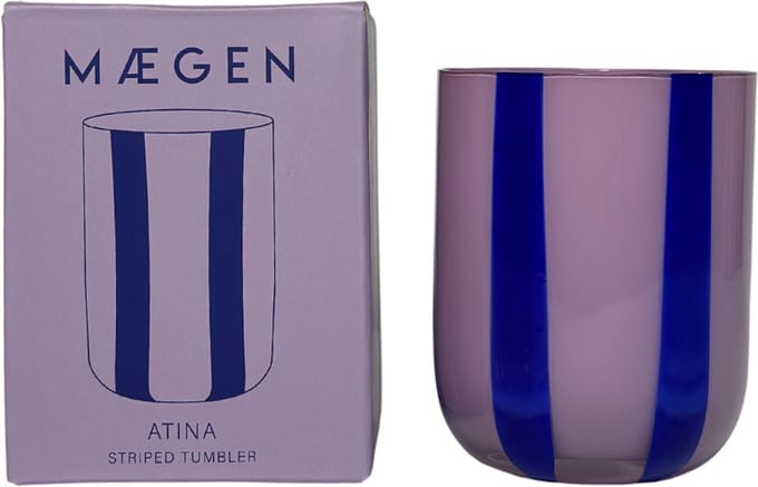 Maegen Drinkglas Strepen Lila Paars Navy Atina
