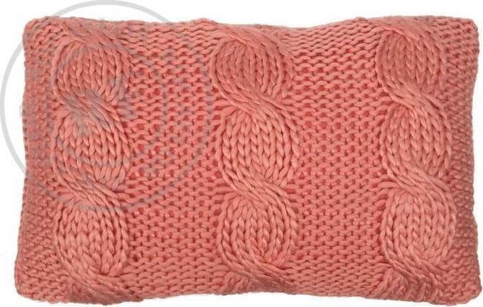 Rocaflor kussen gebreid kabelpatroon koraal roze 50x30cm