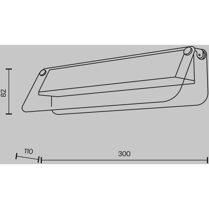 Maytoni LED wandlamp FLAT, grijs/messing, breedte 30 cm, glas/metaal