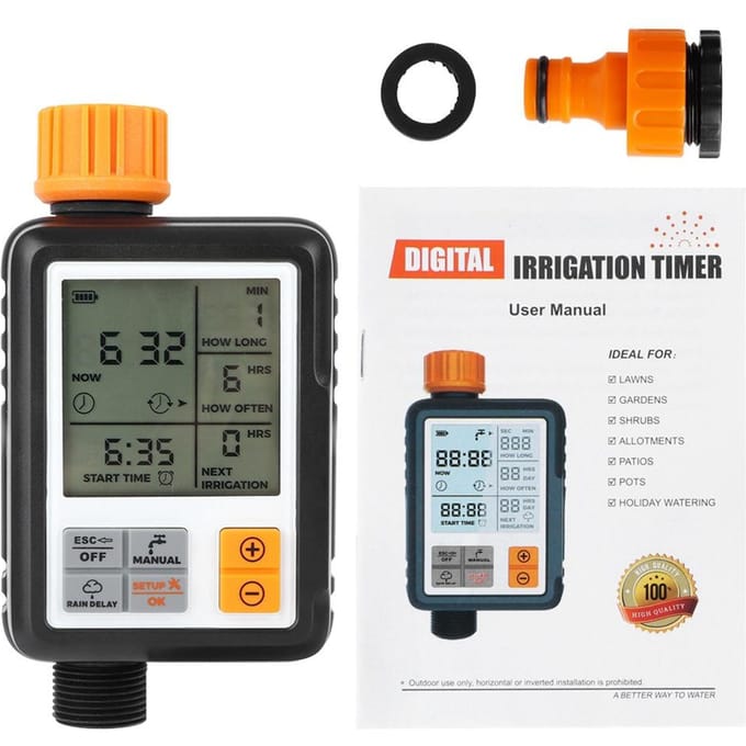 Automatische Slimme LCD Display Elektronische Tuin Water Timer Besproeiing Irrigatiesysteem Controller black