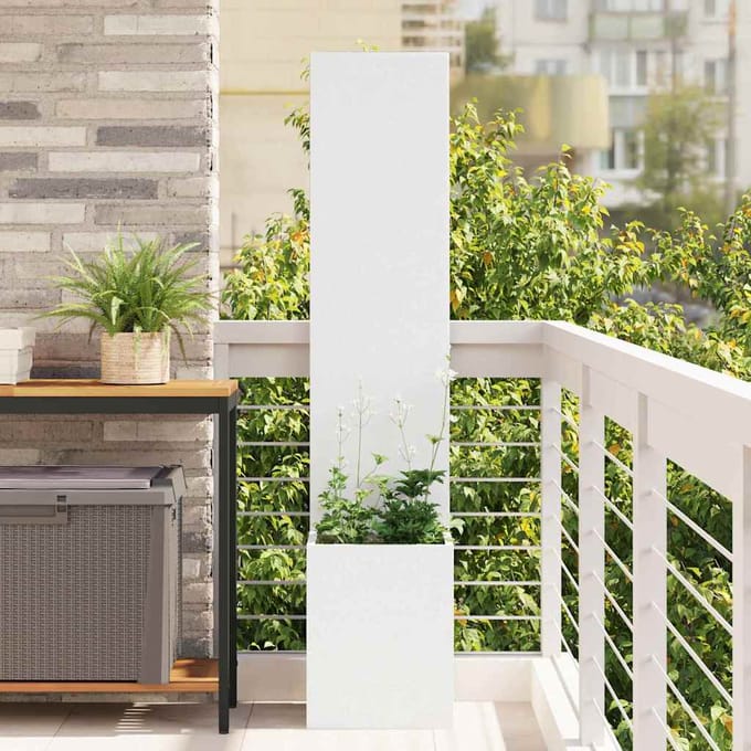 vidaXL - Tuin - Privacy - Scherm - Wit - 32 - x - 32 - x - 150 - cm - Koudgewalst - staal