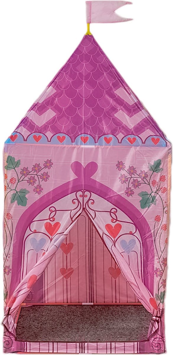 Speelgoedtopdeals - Speeltent prinses kasteel vierkant - 75x75x160cm - roze