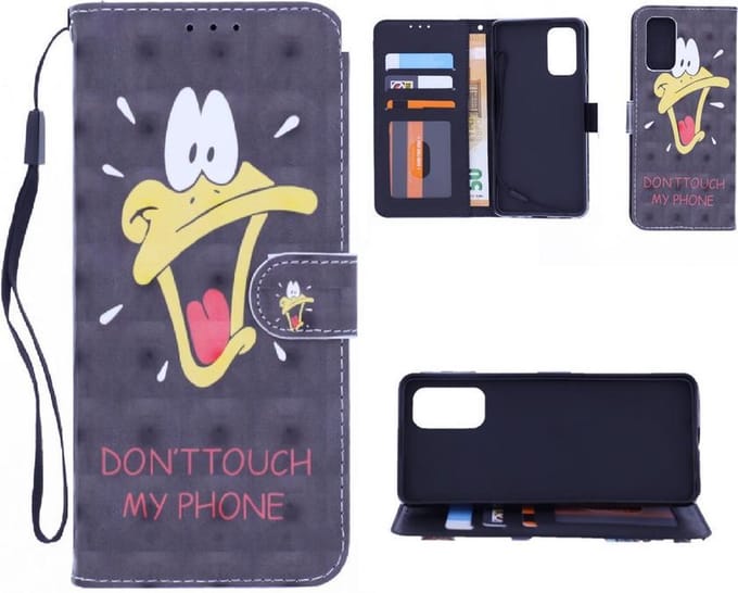 Bookcase Geschikt voor: Oppo Find X2 Pro hoesje met print - Don't Touch My Phone Duck 3D