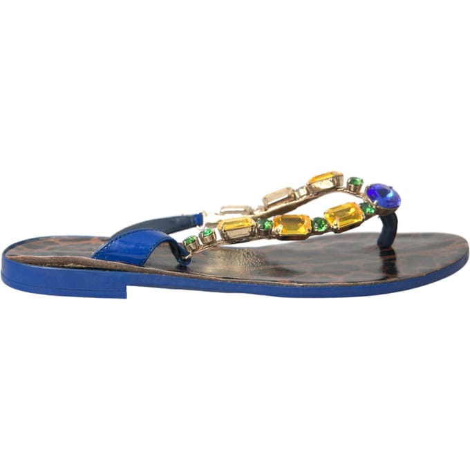 Dolce & Gabbana Blauwe Kristal Kalfsleren Strand schoenen