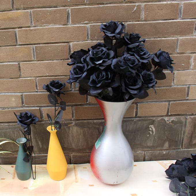 Gesimuleerde Roos Kunstbloem Binnenhuisdecoratie Woonkamer Indeling black