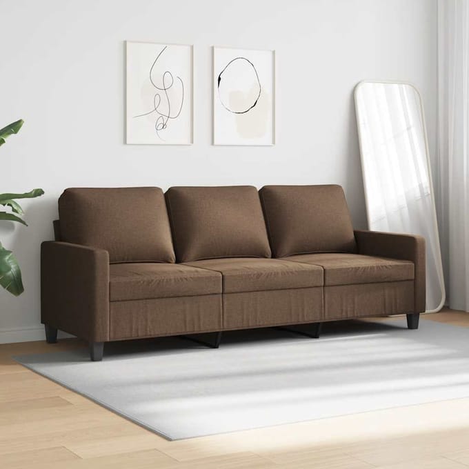 Vidaxl Bank 3-persoons, Bruin, 180 Cm, Bekleed met Stof