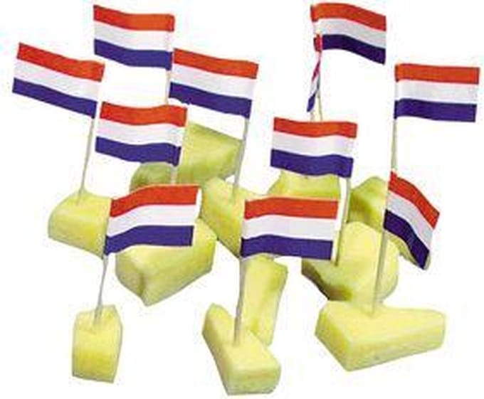 *** 100x Nederlandse Vlaggetjes (7cm) - Cocktailprikkers - Borrelplank Holland - van Heble® ***