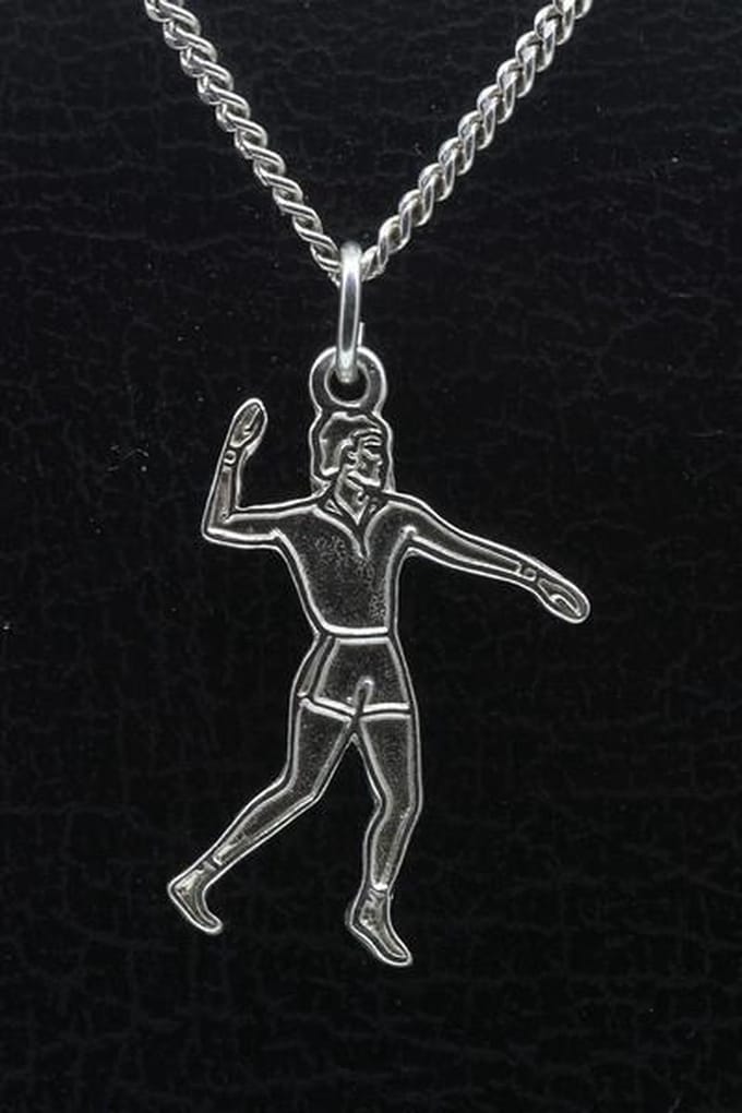 Zilveren Kaatser man vlak ketting hanger