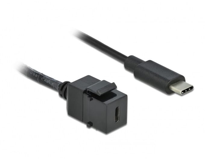 USB-C Keystone module - USB-C (m) | USB3.0 5 Gbps | zwart | 0,25 meter