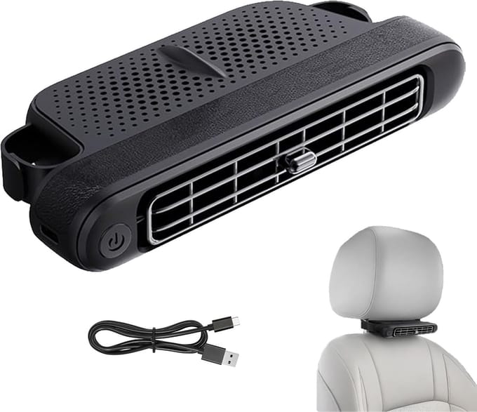 Auto Ventilator - USB-ventilator voor Auto - Draagbare Ventilator met 3 Snelheden - Instelbare Dubbele Wind - Geluidsarm