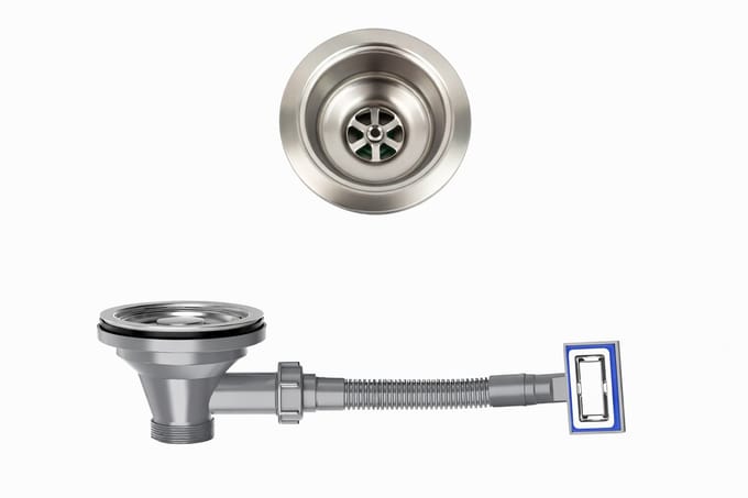 Waterval - Korfplugset met Overloop - 114 mm - RVS 304 - Geborsteld Zilver
