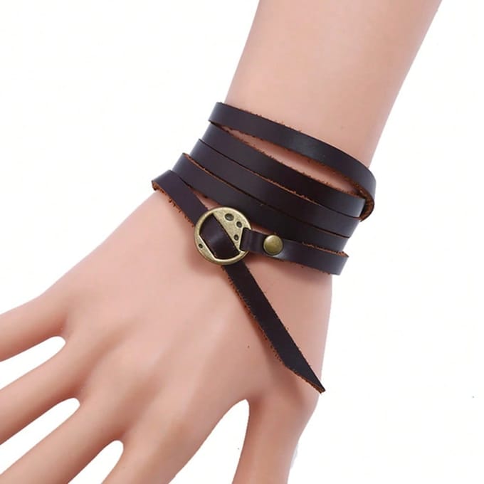 Vijf-cirkel Drukken Armband Retro Eenvoudig Multi-cirkel Armband Sieraden B veelkleurig