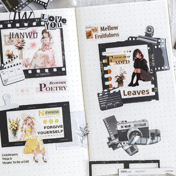 Time Theater Series Vintage Holle Rand Materiaal Collage Sticker Creatief DIY Journal Scrapbooking Schrijfwaren white