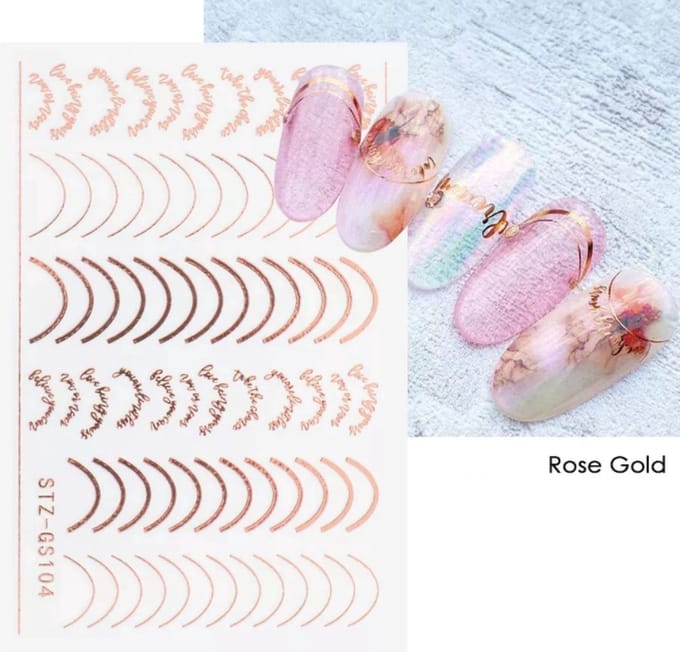 Hypify - Nagelstickers - 2 stuks - Kleur Rosé Goud - Nagel Decoratie