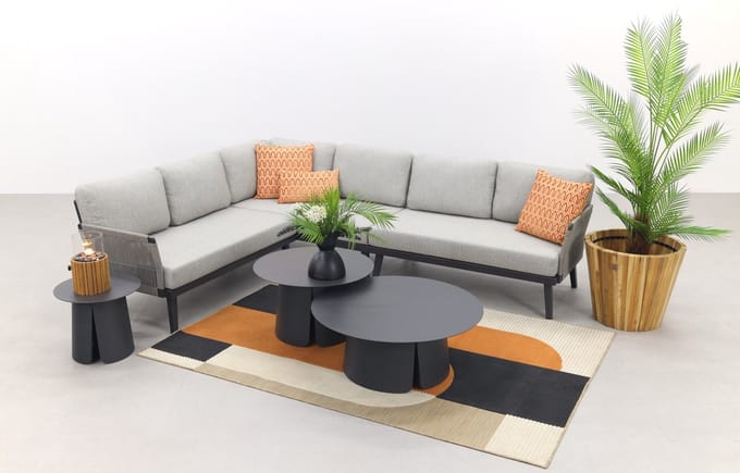 Durban/Velora royal grey loungeset - hoekbank - 4-delig