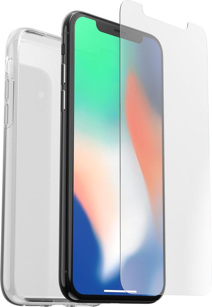 OtterBox Clear Skin voor Apple Iphone X/Xs + Alpha Glass screenprotector - Transparant