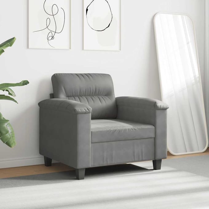 vidaXL - Fauteuil - 60 - cm - microvezelstof - donkergrijs
