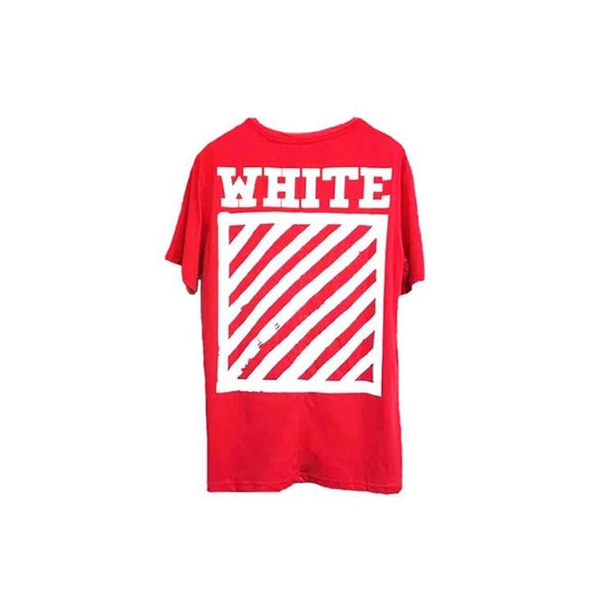 Off-White c/o Virgil Abloh Basic Gestreept Korte Mouw T-shirt Heren Tops Rood OMAA002F161850102001 XXS red