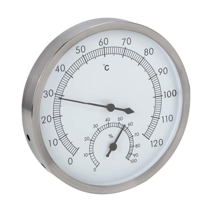 2-in-1 Roestvrijstalen Stoomruimte Saunaruimte Thermometer Hygrometer Thermo-Hygrometer Binnen white