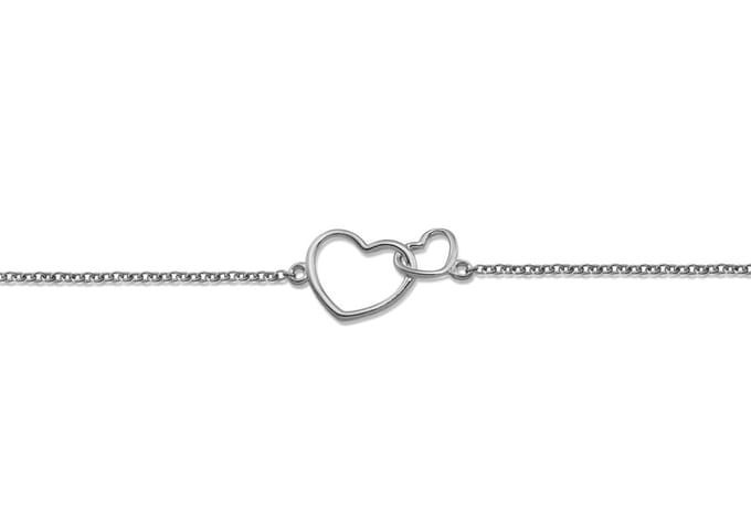 Armband met 2 hartjes Zilver XB005S