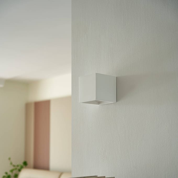 Lindby - wandlamp - 1licht - Gips, metaal - H: 11.5 cm - G9 - wit
