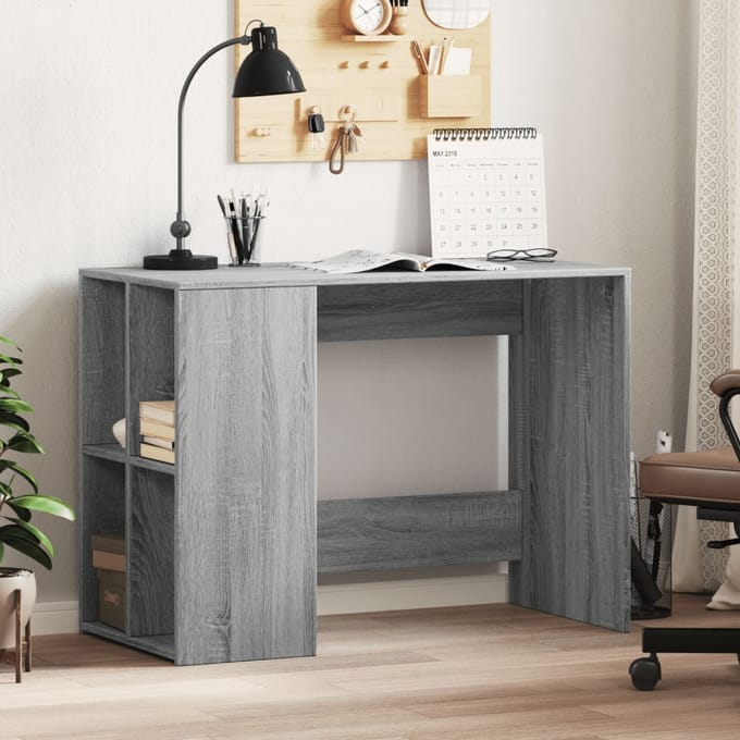 vidaXL - Bureau - 102x50x75 - cm - bewerkt - hout - grijs - sonoma - eikenkleurig