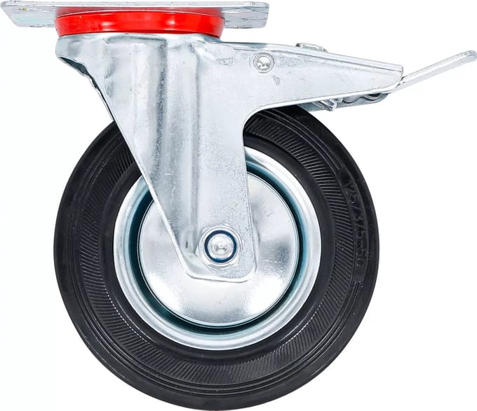 BGS Zwenkwiel met rem - met schroefplaat - Ø 125 mm