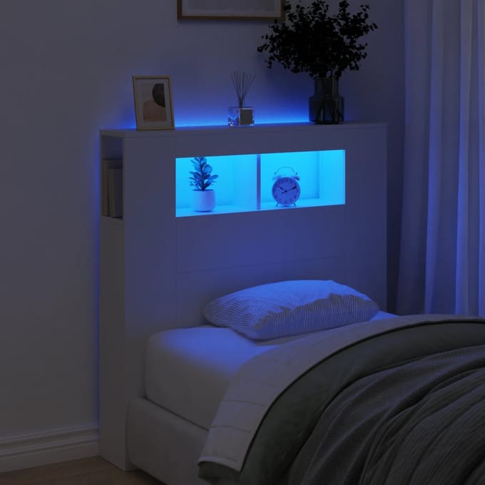 vidaXL - Hoofdeinde - met - LED - 100x18,5x103,5 - cm - bewerkt - hout