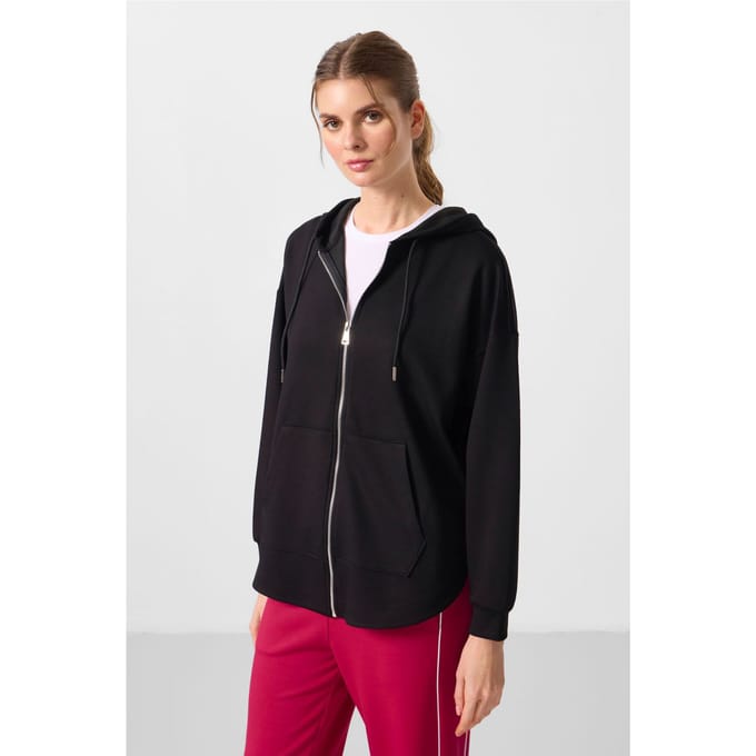 Oversized Hooded Lange Mouwen Zip Tuniek Top