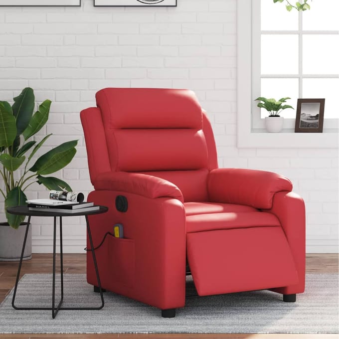 vidaXL - Massagestoel - verstelbaar - elektrisch - kunstleer - rood