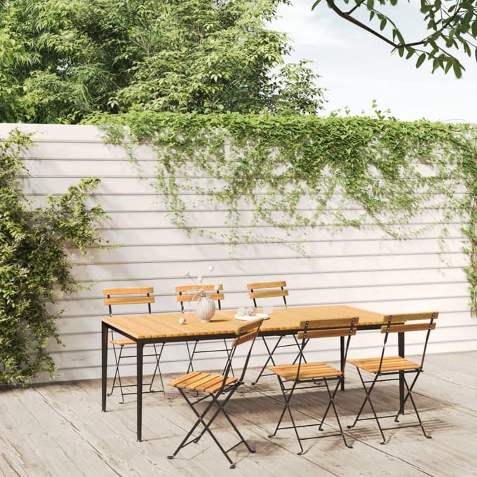 vidaXL - Klapstoelen, - 6 - stuks, - van - staal - en - massief - acaciahout.
