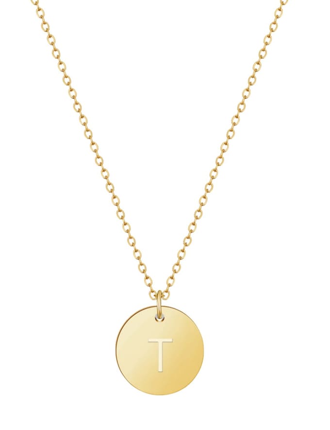 good.designs Ketting 18 K verguld met lettermunt T